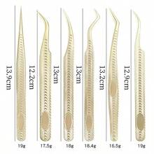 MyAoKuE-Up 1 pezzo Pinzette per ciglie in acciaio inossidabile dorato, strumenti per il trucco, non magnetici, per l'estensione di ciglie finte volume