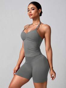 NcmRyu Women's Sexy Butt-Lifting Crop Top And Shorts Set, Versatile Activewear For Yoga, Tennis, Running, Workout, Outdoor Sports