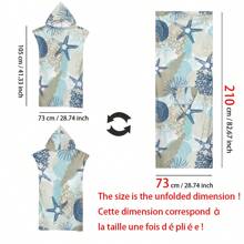 1 件海洋元素连帽印花斗篷、海星贝壳海葵印花沙滩巾、超柔软纤维沙滩毯和带帽沙滩巾二合一纽扣，解开纽扣即可变成沙滩毯、超强吸水毛巾，适合旅行、泳池、潜水、冲浪、瑜伽、露营 - 彩色 - 查看 17