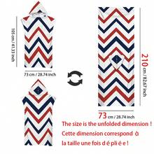 1 件多色条纹连帽斗篷,海洋元素,二合一超柔软超细纤维沙滩毯和带纽扣的连帽沙滩巾,可拆卸用作沙滩毯,超强吸水毛巾,适合旅行、泳池、潜水、冲浪、瑜伽、露营 - 彩色 - 查看 16