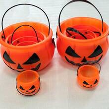 1pc Halloween Evil Pumpkin Bucket Candy Jar With Scary Triangle Eyes, Pumpkin Decor For Holiday Venue Decoration, Halloween Decorations - Burnt Orange - View 3