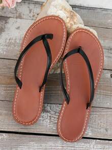 Dép xỏ ngón đế bằng cho nữ, dép La Mã hở mũi dệt mùa hè ngoài trời, phù hợp với váy, đi biển, căn hộ, màu trắng, be, đen, cam, vàng, tím, xám, vàng kim, bạc, xanh dương, xanh lá cây, đỏ hồng, nâu, họa tiết da báo, trang trọng, đi nghỉ mát, xanh navy, đính đá, kiểu xỏ chân, thoải mái, đi biển, giày đế bằng cao gót, dép nữ. - Nâu Đen - Xem 5