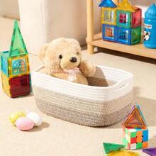 YFHL2 Small Storage Baskets For Organizing Closet Organizer Bins Shelf Toy Basket Woven Rope Baskets Cube Decorative Box Shallow Basket 13x8.5x5.1 3 Packs Gradient Brown - GradientBrown - View 4