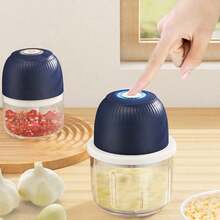350ml Large Capacity USB Electric Mini Garlic Chopper - Powerful Meat Grinder And Vegetable Crusher - Durable And Sturdy Kitchenware For Crushing Garlic, Ginger, And More - Màu xanh lam - Xem 3