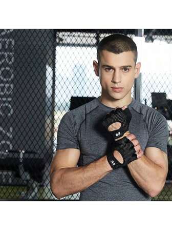 1 Pair Of Lightweight Breathable Fitness Half-Finger Gloves For Men And Women Fitness Training, Dumbbell Exercise, Weight Lifting Hard Pull Exercise Mesh Breathable Sports Gloves For All Seasons