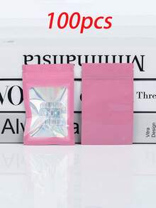 100/50/30/10pcs Resealable Bags, Clear Window Food Storage Bags, Candy Bags, Fudge Bags, Aluminum Foil Bags, Party Favor Packaging Bags, Holographic Resealable Bags Zipper Food Storage Aluminum Foil Mylar Scent Bags Plastic Flat Packaging Bags For Party Favors Food Candy Jewelry Lip Gloss, Available In Various Sizes And Colors - 開窗鐳射袋 - 查看 17