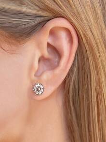 1 đôi bông tai hình bông tuyết 0,5-1,0CT bông tai kim cương Moissanite S925 bông tai cưới bằng bạc Sterling bông tai đính hôn trang sức sang trọng làm quà tặng cho các cô gái phụ nữ kỷ niệm - Bạc - Xem 4