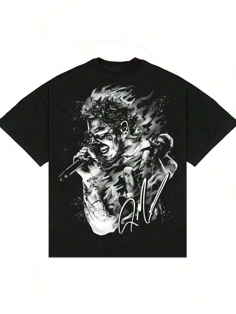 Posty Malone Tour Vintage Rap Country Concert Printed TShirt,Women Oversized Y2K Western Cowgirl Bootleg Cotton Crew Neck Summer Festival Vacation Top - AA13 - 查看 1