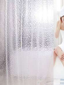 Shower Curtain,3D Water Cube PEVA Plastic Shower Curtain With Grommet Holes And Accessories,Heavy Duty Clear Waterproof Shower Curtain Liner For Bathroom Decor-180 X 180 Cm