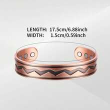1 chiếc vòng tay có thể điều chỉnh bằng đồng nguyên chất từ tính, thủ công rỗng cổ điển, khảm Zirconia, năng lượng lành mạnh cho bệnh viêm khớp - đường rỗng - Xem 10