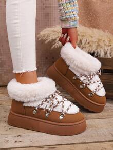 Sandalias de plataforma para mujer - Botas de nieve cálidas y duraderas para exteriores con suela antideslizante y cómoda, pantuflas de invierno con suelas planas reforzadas