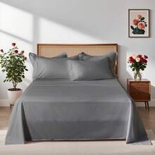 100% Microfiber 7 Pieces Chic Bed Comforter Set, Designed With Geometric Quilting, Suitable For Hotel Bedroom Room Decor, Suitable For All Four Seasons, Soft And Comfortable Summer Bedding Set, Including 1 Comforter, 4 Pillowcases, 1 Flat Sheet And 1 Fitted Sheet. - Màu xám đen - Xem 6