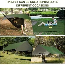 Camping Hammock With Rain Fly Tarp And Mosquito Net Portable Double Hammock Tent - màu xanh lá - Xem 4