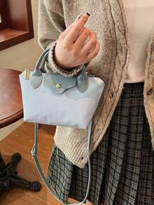 Túi xách nữ mới bằng nylon Dandelion màu trơn, túi đeo vai, túi đeo chéo - Màu xanh nhạt - Xem 5