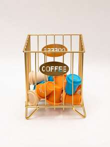 Large Capacity Black Metal Wire Coffee Capsule Storage Basket, Suitable For Kitchen Countertop, Office, Coffee Bar Accessories, Creamer And Syrup Storage - Multicolor - View 14