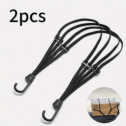 1pc Multi-Use Elastic Bungee Cord With Hooks, Four-In-One Multifunctional High-Strength Rubber Elastic Bungee Cords With Hooks Stretchable Straps For Motorcycle Electric Bicycle Helmet Rear Box Seat Fixed Strap