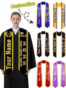 可定制涤纶毕业典礼，2025 届，轻巧的学术仪式，印有“您的名字”和“UNO”，非常适合毕业典礼、正式活动和特殊场合，正式配饰 | 可定制毕业典礼 | 耐用面料，教师礼物/返校/高中毕业生礼物/大学/高中必备/男孩和女孩返校/毕业季必备礼物