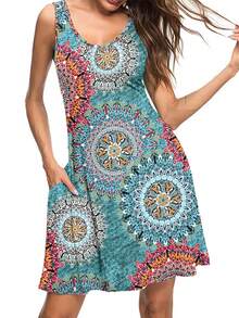 Women's Casual Summer T-Shirt Dresses – Ideal As Beach Cover-Ups Or Tank Dresses - 新印花綠 - 查看 2