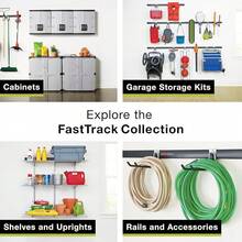 Soporte del Sistema de Almacenamiento de Garaje Rubbermaid FastTrack, Soporte de Estante de 16", Estante de Organización de Garaje para Almacenamiento o Espacio de Trabajo - Kit de riel y gancho de 5 piezas (para sistema de garaje FastTrack) - Ver 9