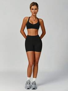 MASKERT 女士运动背心，瑜伽服、运动服、跑步健身运动背心，居家穿着舒适亲肤，黑色 - 黑色 - 查看 7