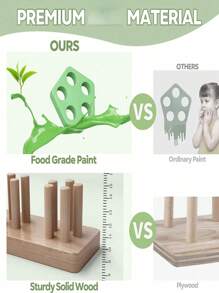 5pcs/Set Wooden Geometric Shape Stacking Pegs - Color Matching Cognitive Numerical Stacking Blocks Montessori Early Education Toys For Children 3+ Years Old