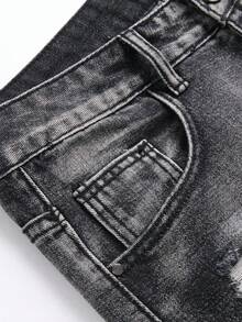 Teenage Boy Colorblock Distressed Casual Jeans - Grey - View 6