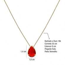 Women's Gold Set With Earrings, Necklace And Pendant With Emerald Green Stone Drop, 18k Gold Plated - Đỏ Ruby - Xem 4