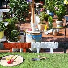10/20pcs-Plastic Fence Fence Garden Fence Garden Fence, Foldable Patchwork Small Fence Garden Landscape Edge Border, Yard, Lawn, Yard, Autumn Decoration, Easy To Install Outdoor Vegetable Garden Lawn Landscape Divider Fence Decoration - 灰色 - 查看 2