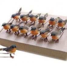 12 Stück Mini süße Rotkehlchen Weihnachtsbaumschmuck, künstliche Federn, orange, Weihnachtsbaumdekoration, Gartendekoration, Outdoor Heim Party Neujahr Dekoration, 5,0 cm x 4,0 cm x 2,0 cm - Verschiedenfarbig - Übersicht 10