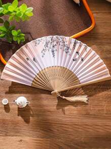 1 件复古手工竹制流苏折扇 - 优雅女士礼物、婚礼派对礼物、传统手持扇，适合汉服和夏季清凉 - 彩色 - 查看 10