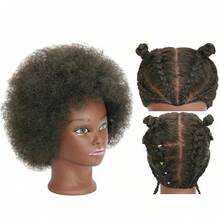 Kinky Curly 100% Human Hair Mannequin Head For Hairdresser Practice Afro Cosmetology Manikin Doll Head Styling Hair Extension Braiding - Multicolor - View 1