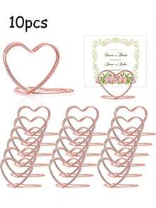 10/20/30/50 件心形金属照片夹支架婚礼桌号姓名座位卡夹适用于情人节生日派对桌标装饰