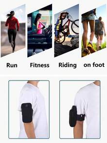 跑步臂带手机支架，男女通用跑步臂保护收纳袋，带拉链吸汗腕带，运动健身徒步臂带袖 - 黑色，吸汗臂包，适用于健身房健身运动跑步慢跑户外徒步和骑行跑步配件健身包女士运动包 - 彩色 - 查看 3
