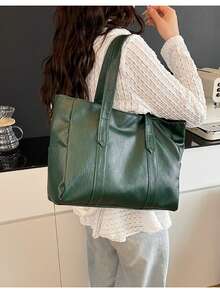 Large Capacity Tote Bag For Women New Style High-End Fashionable Versatile Commuting Handbag Shoulder Bag - 綠色 - 查看 3