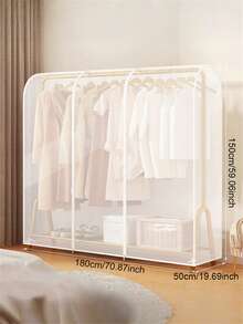 1 Pc Clear Coat Rack Cover, Dust Proof Zipper Enclosed Garment Bag Clothing Protector, Washable Hanging Garment Bag With Double Zipper/Single Zipper For Wardrobe Storage - Prevent Dust And Moisture From Coats, Suits, Dresses(Zipper Random One Small Zipper, Two Large Zippers) - Multicolor - View 15