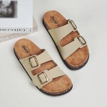 DISARCON Men's Summer New Sandals, Outdoor Street, Matching, Fashion, Casual, Beach, Flat/Mid-Heel/Arch Support/Comfortable Flat Couples Shoes, Breathable High-End/High-Quality/Outdoor Women's Sandals, Adjustable Upper In White/Black/Double Buckle/Metal Buckle/Retro/Classic Indoor Slippers