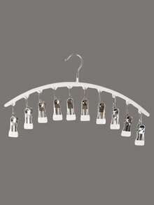 1 件儿童衣架，节省空间的弧形衣架，用于袜子和裤子 - 带 10 个夹子的壁橱整理器，裤子袜子衣架，适用于服装店，春季，简约，夏季上衣 - 彩色 - 查看 9