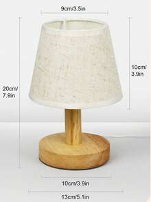 1 件复古亚麻灯罩 USB 供电 LED 木质台灯，适用于家庭客厅卧室书桌床头照明装饰 - 多色 - 查看 15