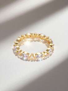 Charm-In 1pc Women's Cubic Zirconia Inlaid Daily Commute Quality Ring - Gold Model 3 - View 4