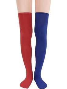 Womens Thigh High Socks Striped High Knee Socks Knee High Socks For Cosplay Long Socks Over The Knee Leg Warmers - Red Blue - View 1