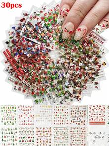 Bộ 10/30 miếng dán móng tay họa tiết hoa cúc lấp lánh - Tự dính, có thể tái sử dụng, lấp lánh, hình dạng bất đối xứng với thiết kế độc đáo - Không mùi, dùng một lần, chất liệu nhựa. Dụng cụ làm móng, miếng dán móng tay. - Nhiều màu - Xem 13