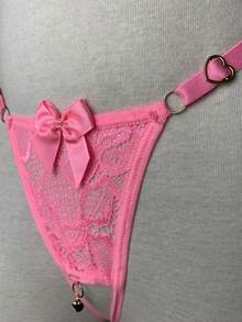 Thong Panties Pendant In Opening Panties In Women's Thongs Sexy Lace Lingerie Sensual Intimate Fashion - 淺粉色 - 查看 4
