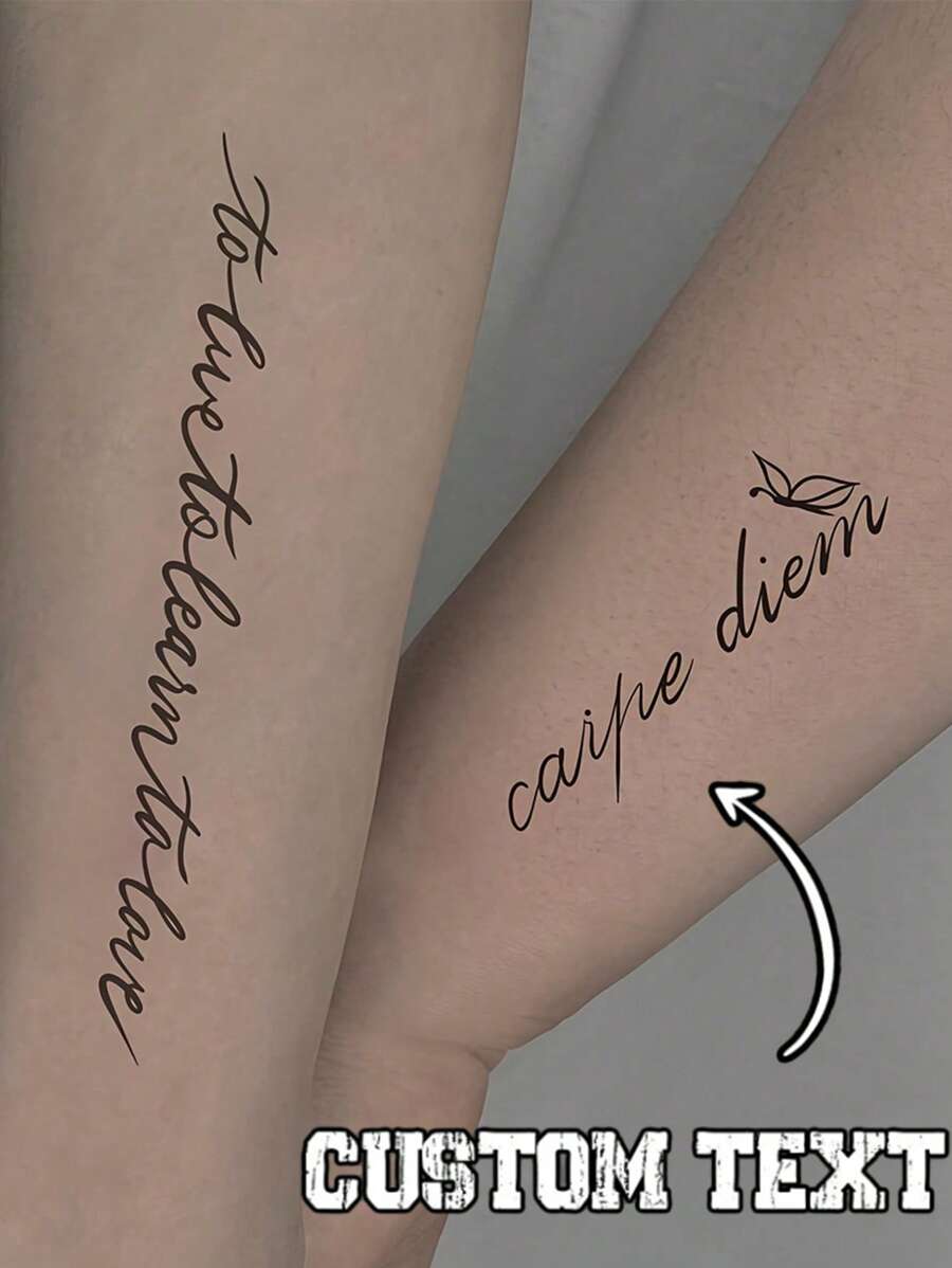 Custom Creative English Phrase Tattoo Sticker, Waterproof, Lasts 1-2 Weeks Without Glare, Suitable For Men And Women's Arms