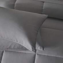 100% Microfiber 7 Pieces Chic Bed Comforter Set, Designed With Geometric Quilting, Suitable For Hotel Bedroom Room Decor, Suitable For All Four Seasons, Soft And Comfortable Summer Bedding Set, Including 1 Comforter, 4 Pillowcases, 1 Flat Sheet And 1 Fitted Sheet. - Màu xám đen - Xem 11