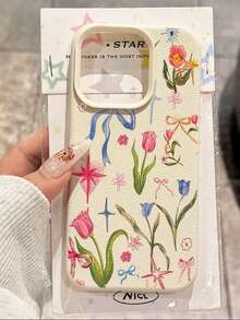 1pc Cute Cat & Strawberry Pattern Waterproof, Anti-Drop, Anti-Slip Soft Phone Case, Compatible With Apple And Phones Shockproof Scratch Resistant - Multicolor - View 1
