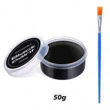 1set Black + White + Red Professional Face & Body Paint Kit With Brush, Large Capacity Makeup Palette For Theater, Halloween Party, Cosplay, Clown