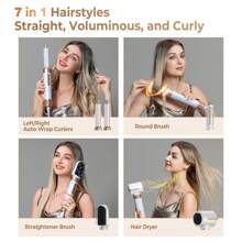 UKLISS Secador de pelo multifuncional 7 en 1 - Moldeador de aire, 110,000RPM, secado y peinado rápido, 7 accesorios portátiles desmontables: alisado y rizado en uno, fácil de usar, adecuado para el hogar, viajes, verano, cabello, parejas, vacaciones