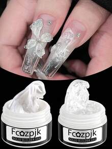 3D 雕刻凝胶不粘手雕刻凝胶套装，透明白粉色裸色固体指甲修整凝胶，含法式蛋糕霜指甲雕刻模具双头硅胶美甲雕刻笔美甲刷雕刻 DIY 美甲沙龙美甲用品套装 - 彩色 - 查看 3