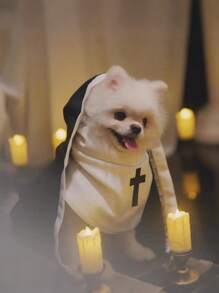 3 Sizes Pet Cat/Dog Nun Costume Clothing, Pets Halloween Costumes, Dogs, Cats Halloween Costumes, Cute Funny Sister Habit Dress Outfit , Halloween Costumes For Small Medium Large Pets, Cosplay Party Decorations Halloween Halloween Costumes