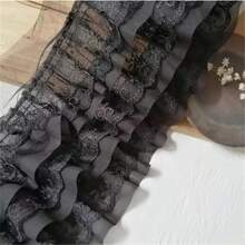 13cm Wide X 1 Yard 3-Layer Ruffle Chiffon Lace Ruched Collar With Embroidery Trim, DIY Wedding Doll Clothing Supplies - White - View 5